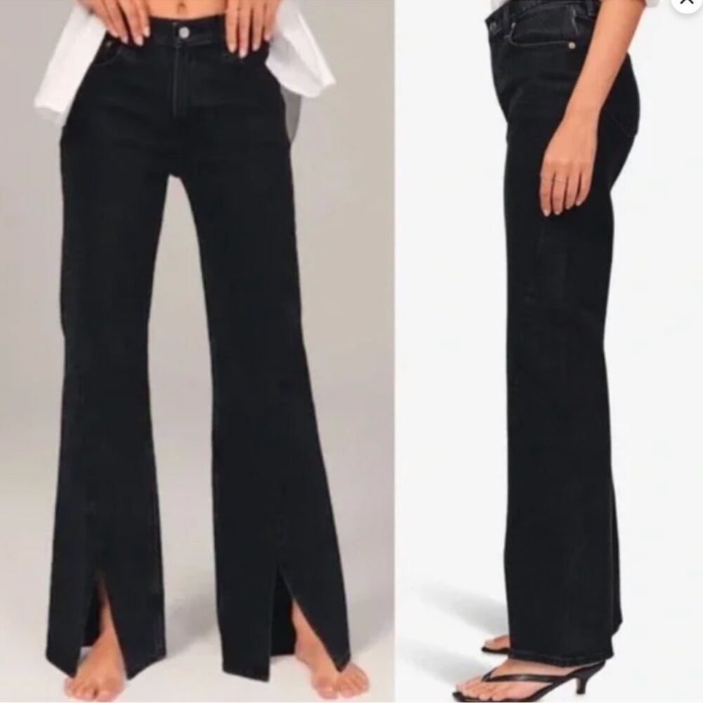 A&F Curve Love The 90s Relaxed Black Jean High Rise Size 18 Split Hem Plus SIze